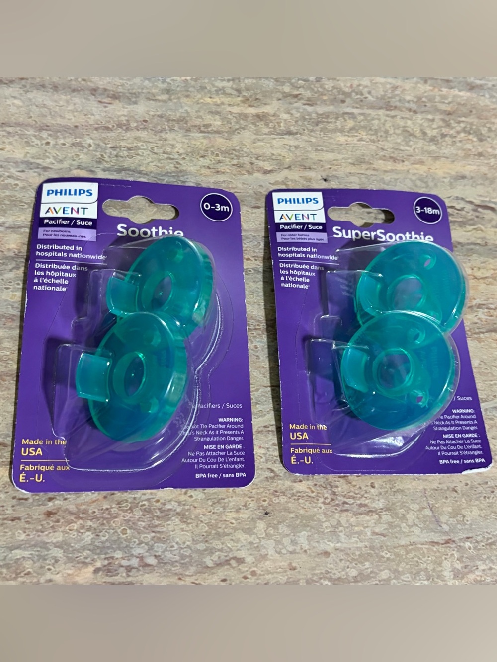 Philips Avent Pacifiers 2-Pack each 0-3 months and 3-18 months